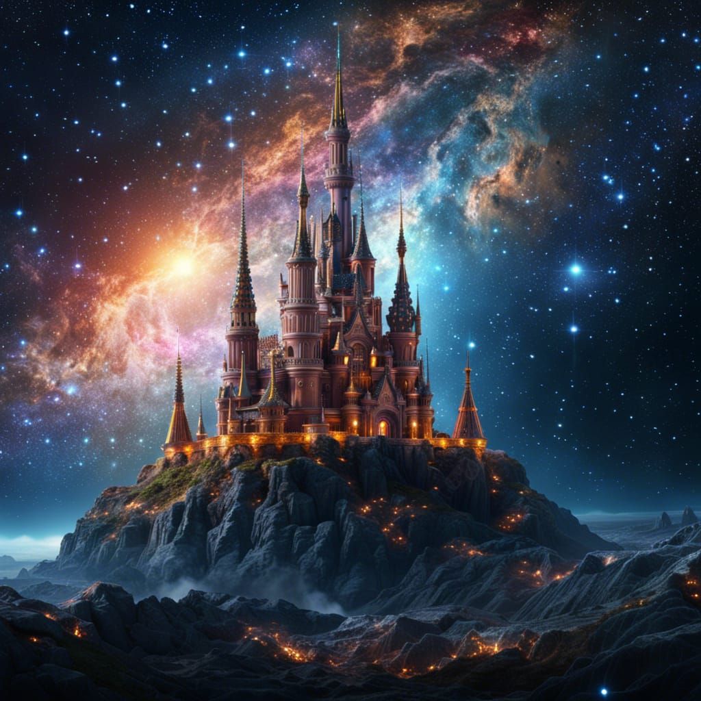 Celestial Castle Made of Stars and Nebula