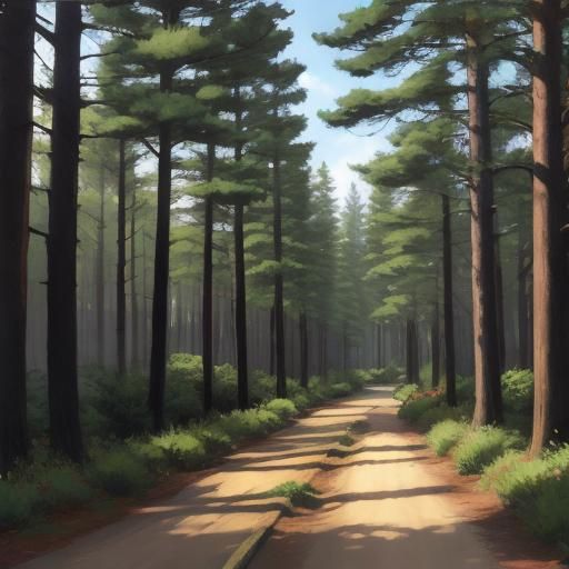 Serene Pine Lane Scene