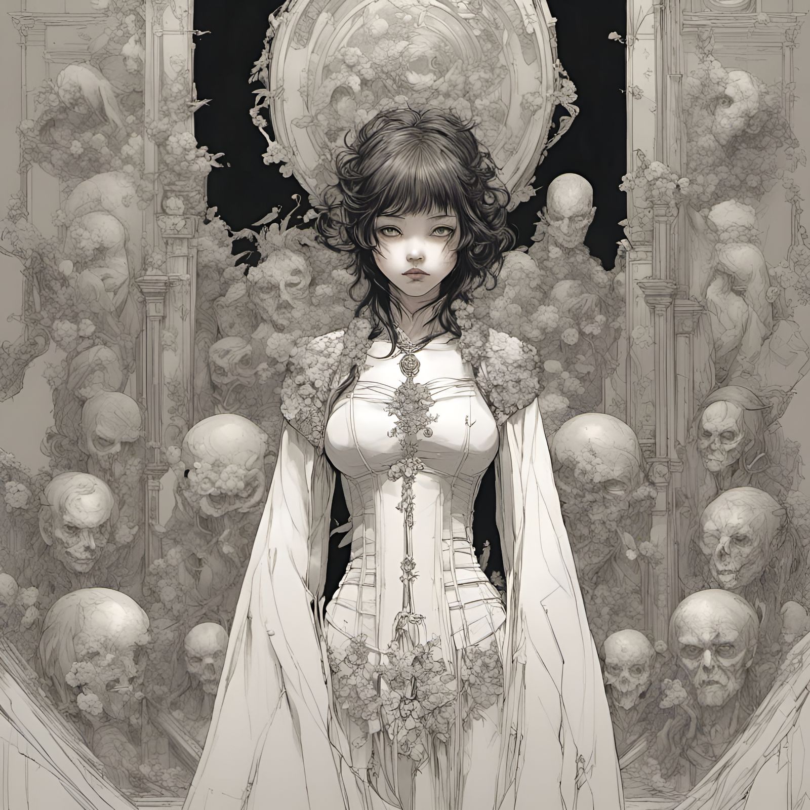 Gothic Vampire Girl in Hyperrealistic Style