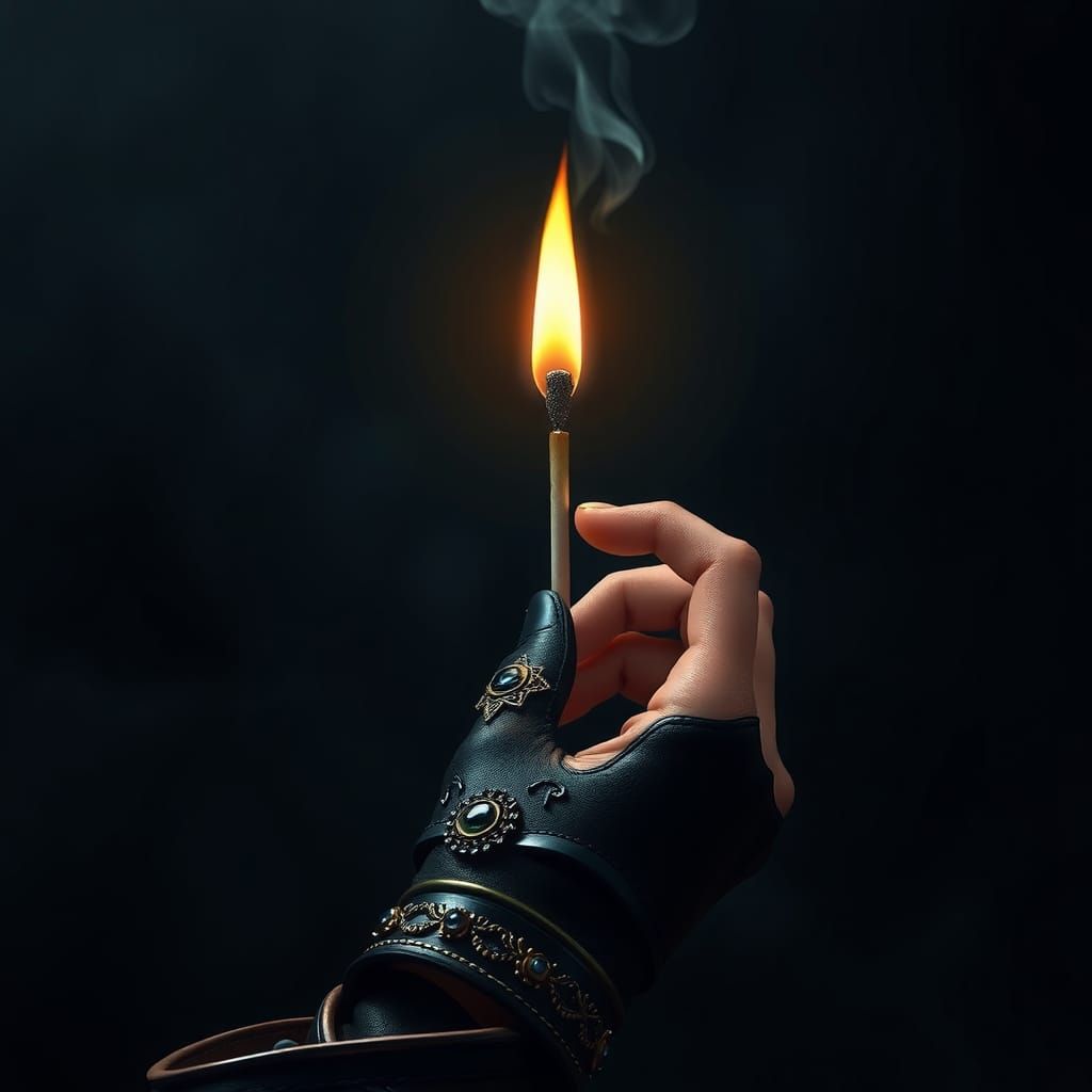 Hand Holding a Teal and Sand Flame