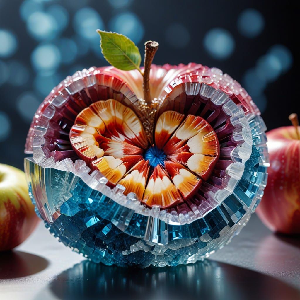 Glass Apple Geode with Crystal Interior: Still Life