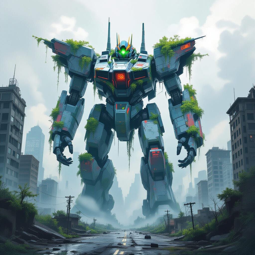 Post-Apocalyptic Mecha Reclaimed by Nature