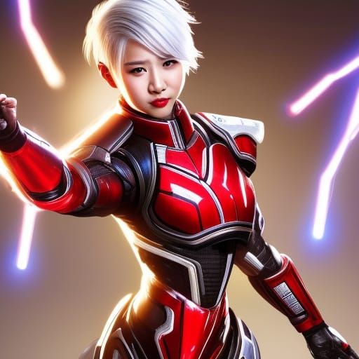 Kpop Idol in Mass Effect Armor Action Scene