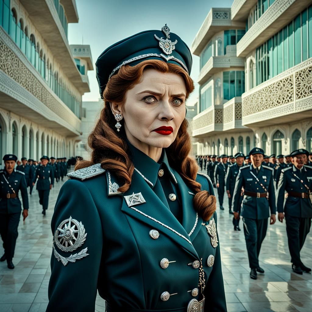 Ilsa the She-Wolf in Ashgabat: Hyperrealistic Portrait