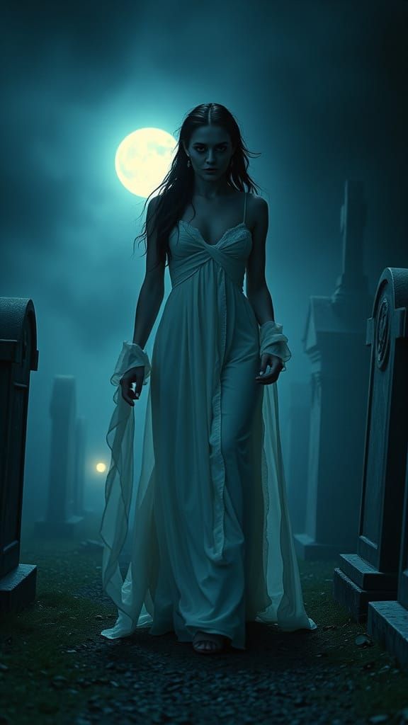 Mysterious Woman Walks Through Haunted Cemetery