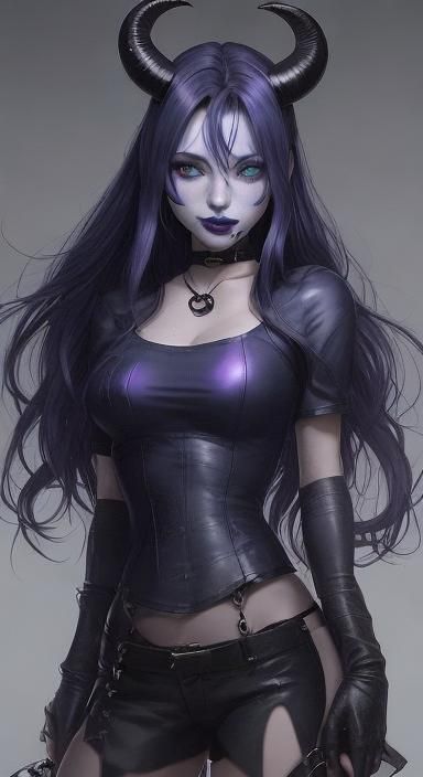 Tiefling Warlock in Anime Key Visual Style