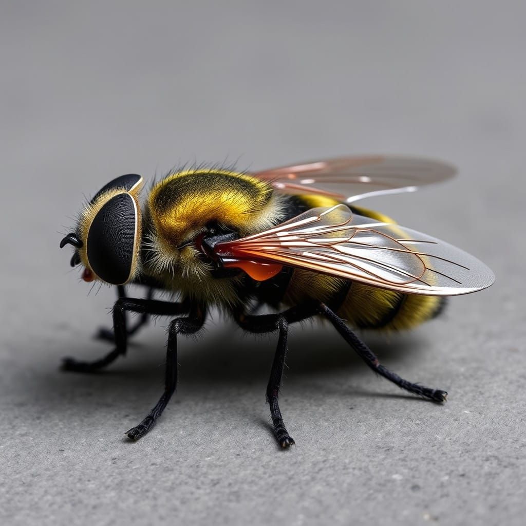 Velcro Fastener on a Fly's Back in a Nature Setting