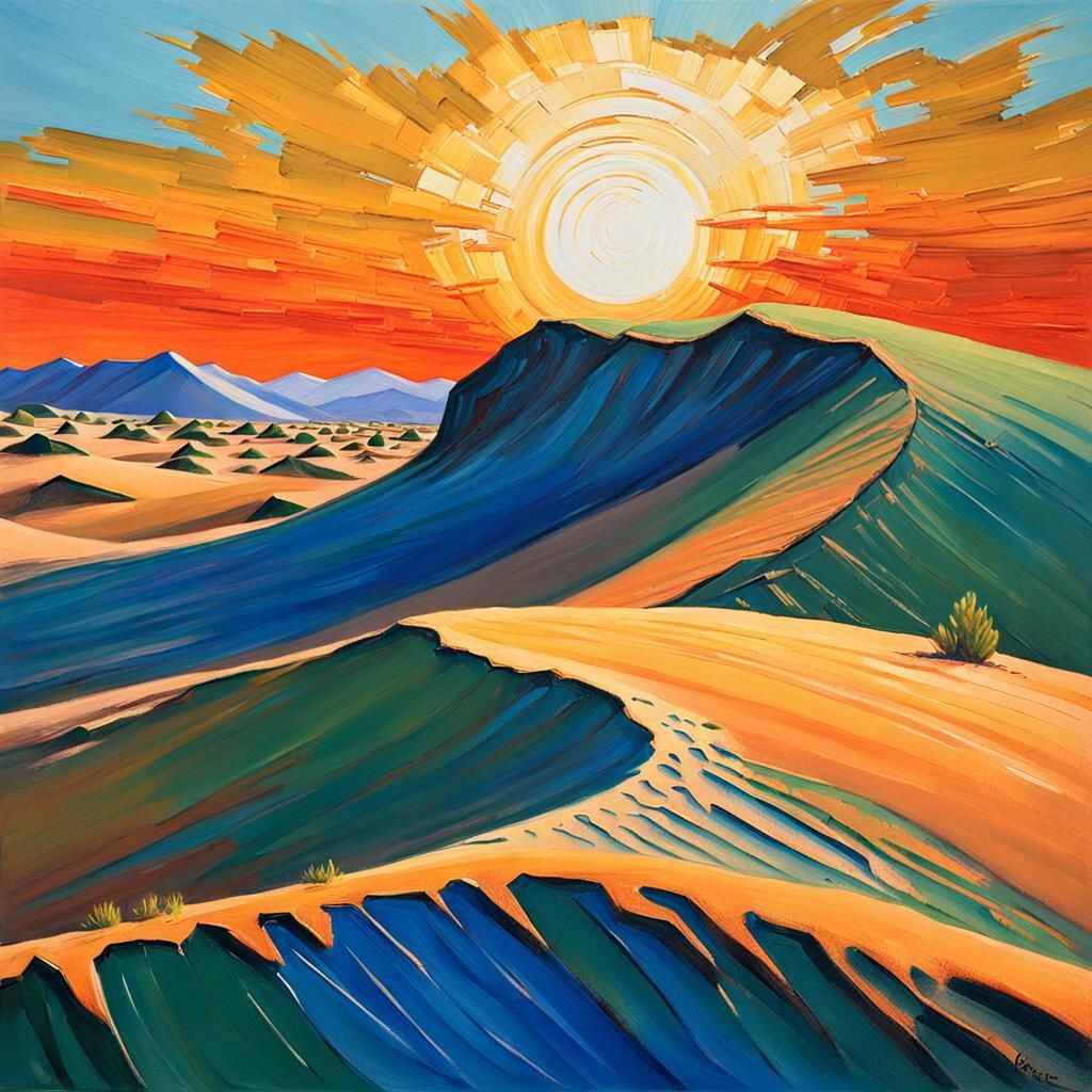 Impressionist Sand Watch in Desert Gouache Painting