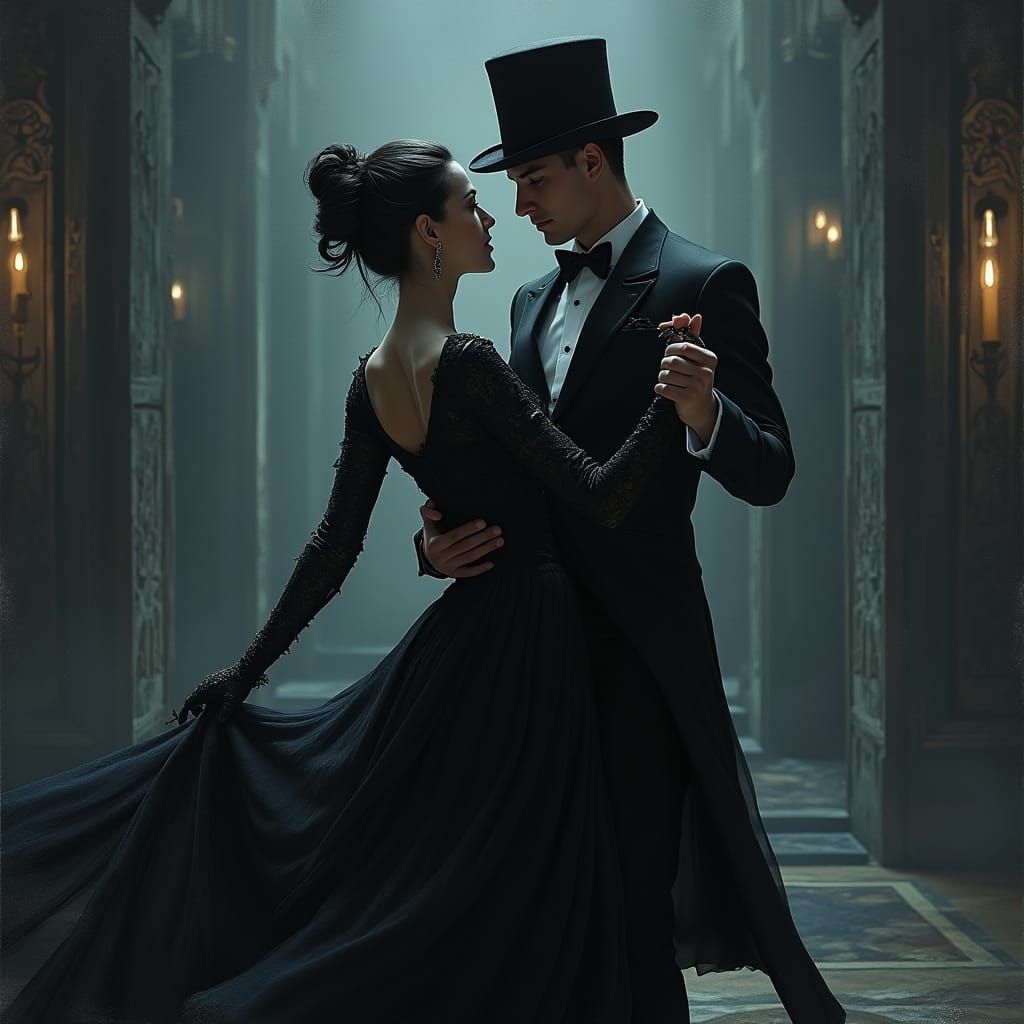 Ethereal Emperor Waltzes with Lady in Modern Theatre