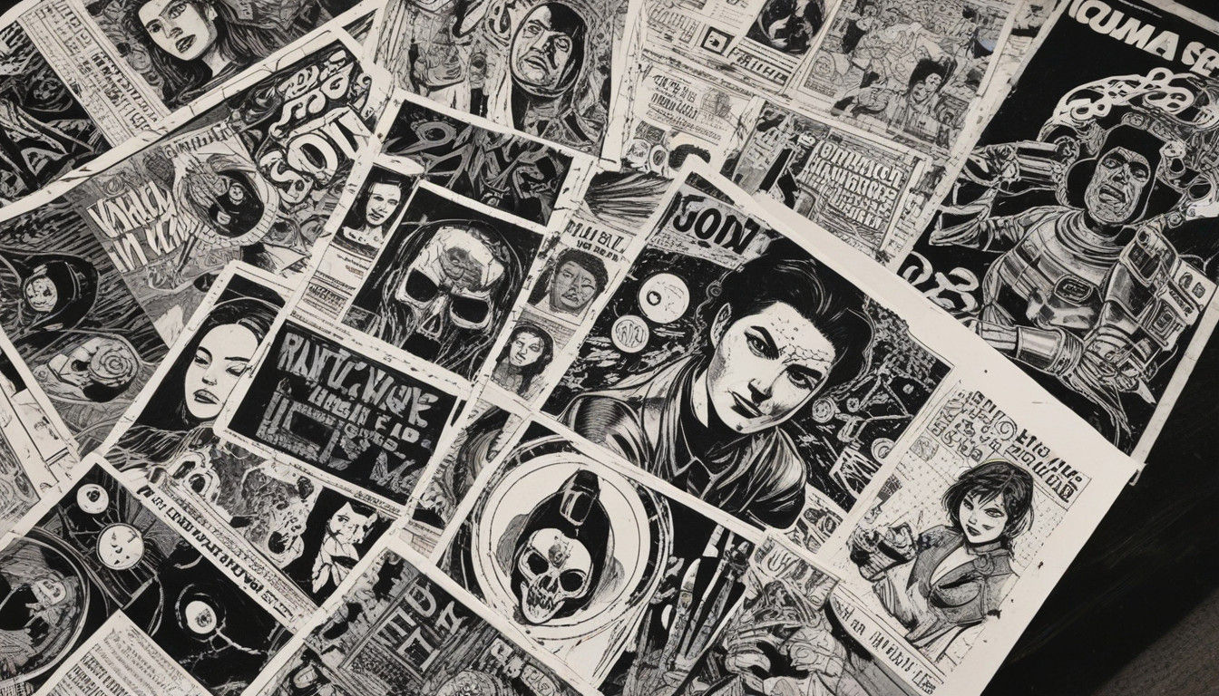 Retro Sci-Fi Comic Book Art in Distressed Vintage Style