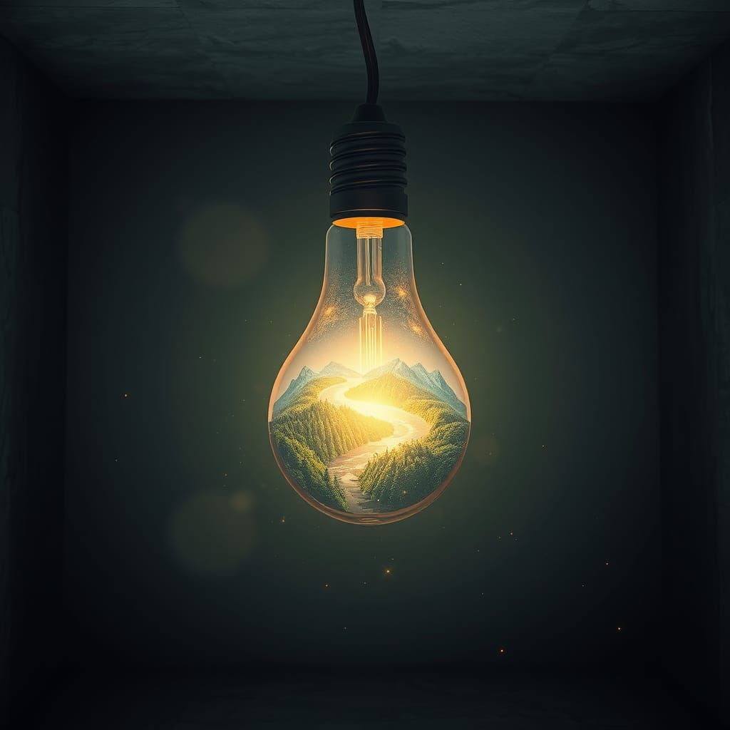 Universe in a Lightbulb: Dreamlike Sci-Fi Scene