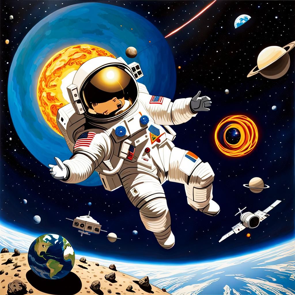 Surreal Space Debris in Orbit: Alcohol Ink Art