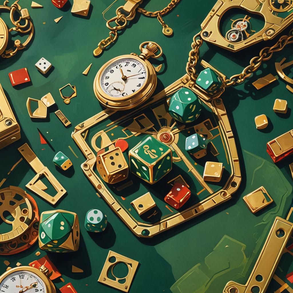 Dice and Chips Still Life in Cubist Style