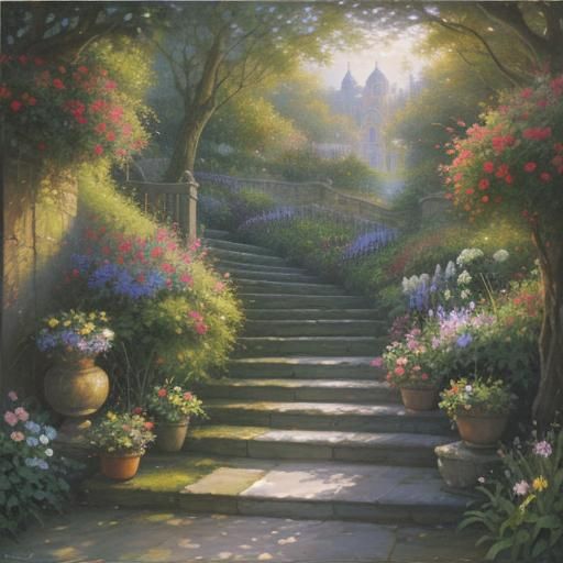 Secret Garden Steps: Oil Painting by Gurney