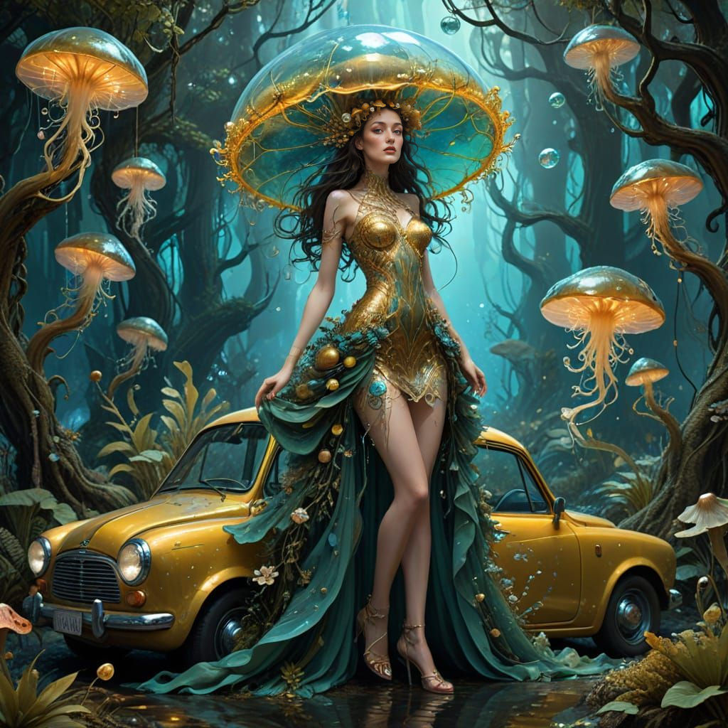 Surreal Fashion: Jellyfish Dress and Seaweed Taxi