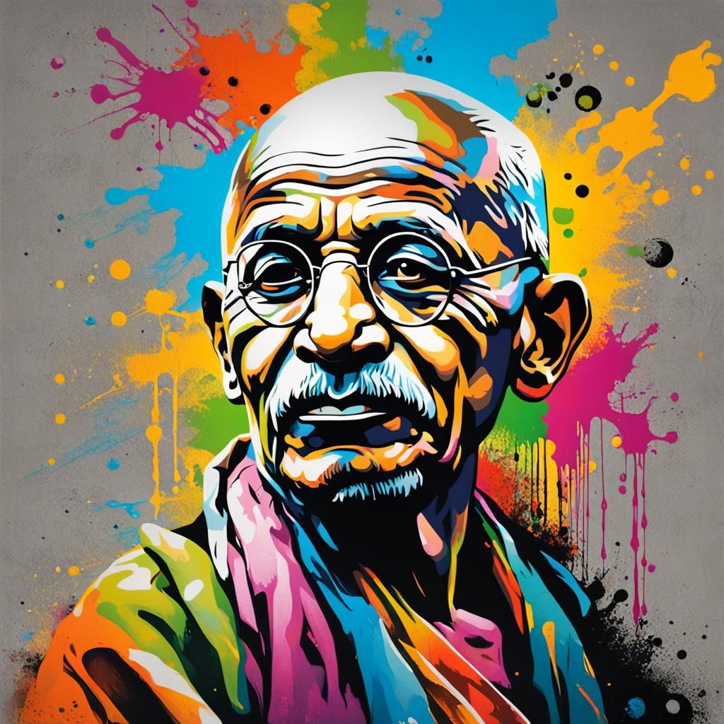 Gandhi Graffiti Art in Splash Art Style