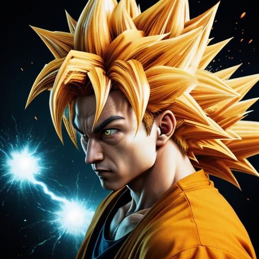 Hyperrealistic Cat as Super Saiyan Goku