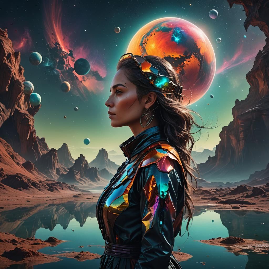 Double Exposure Portrait on Alien Planet