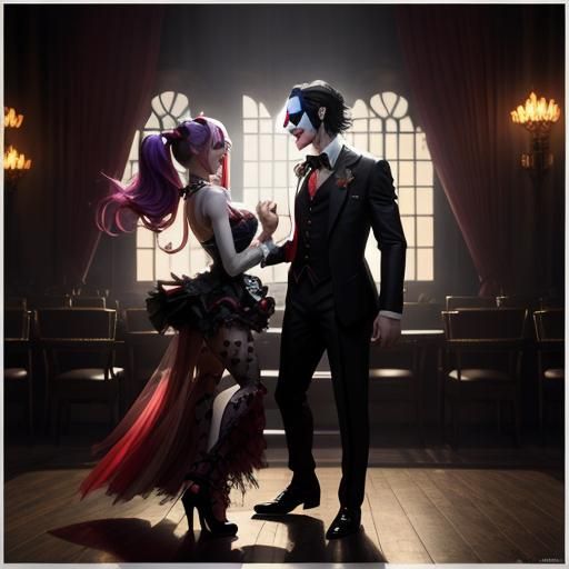 Joker and Harley Quinn Dancing: Hyperdetailed Concept Art