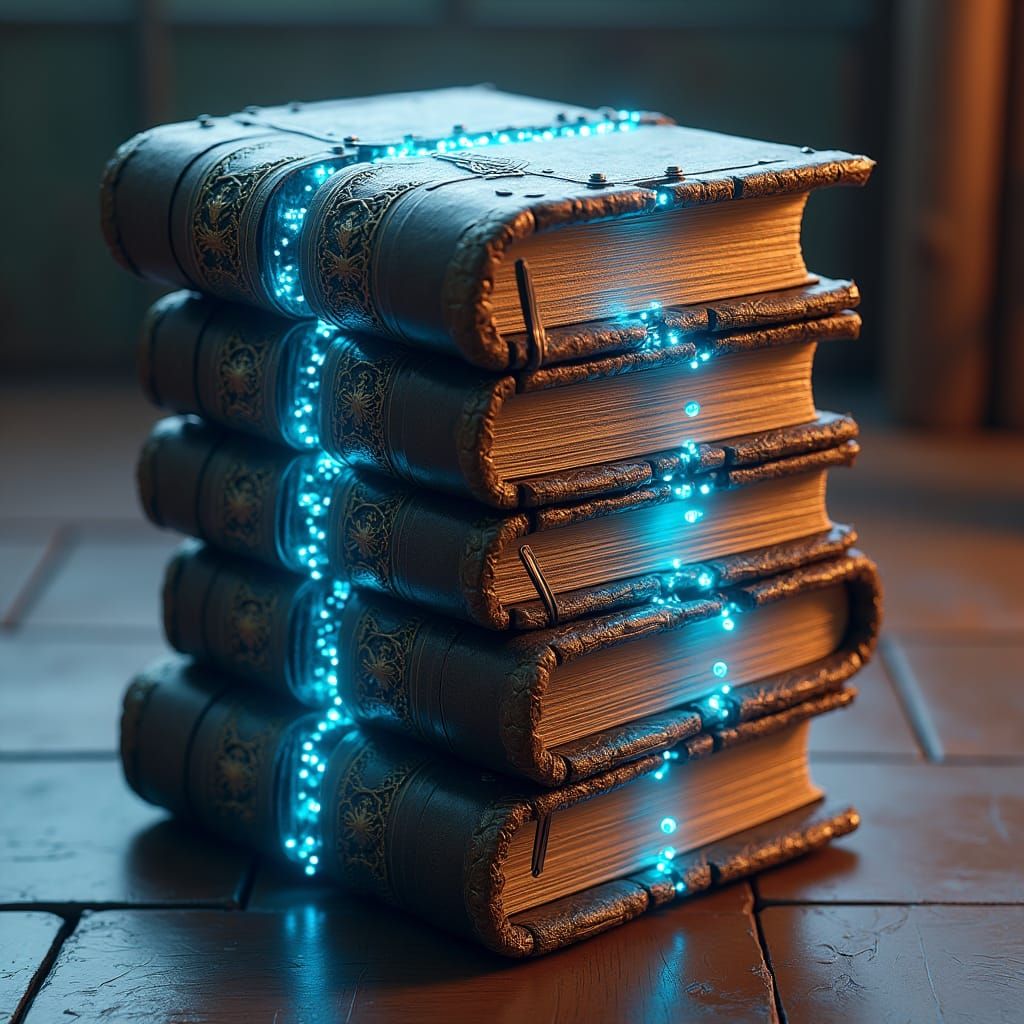 Futuristic Computer Stand Crafted from Ancient Books