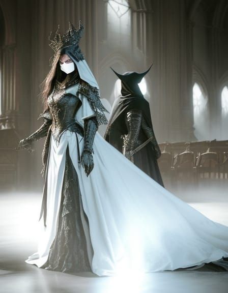 Elegant Gothic Warrior in Golden Hour