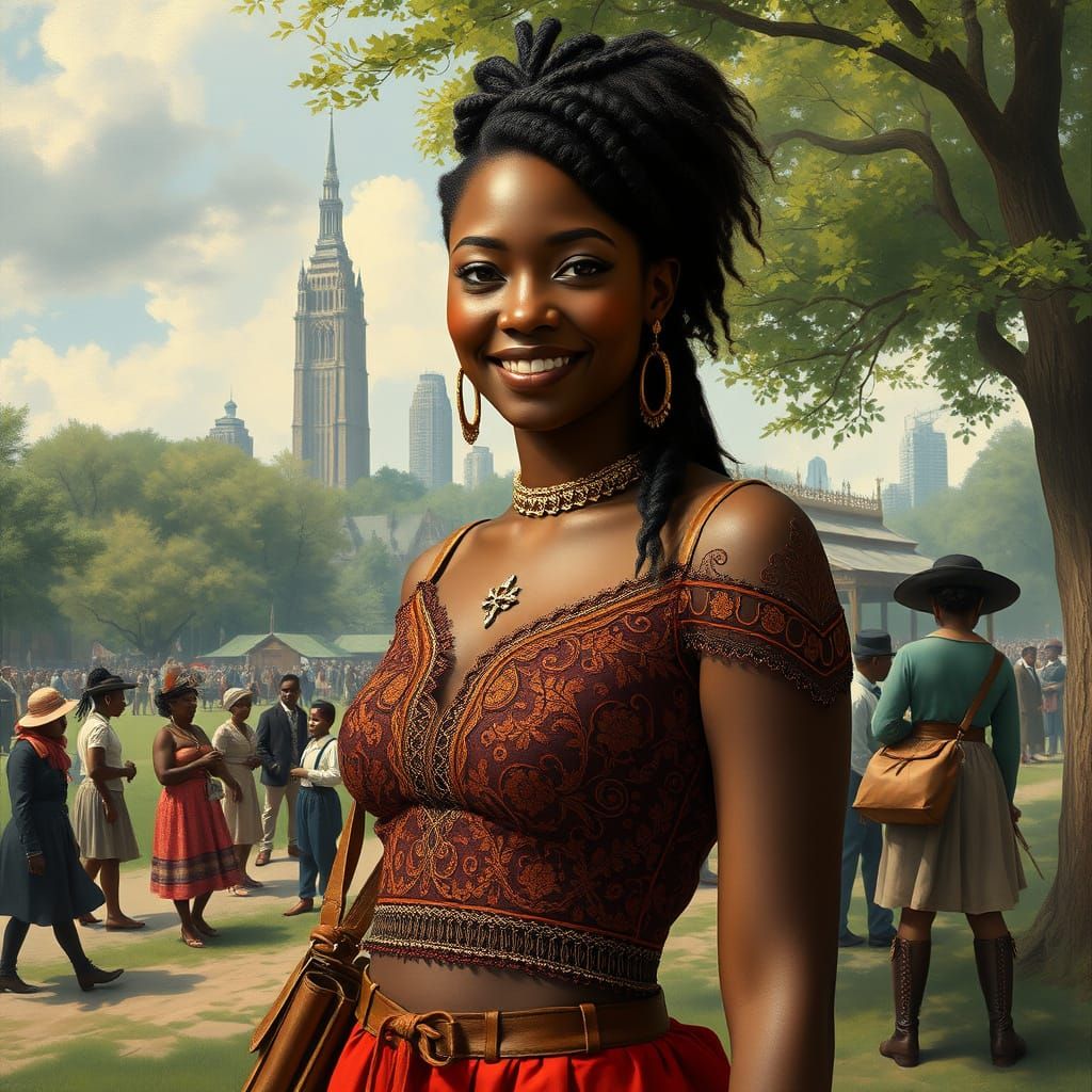 Black Woman in Central Park, Thomas Cole Inspired