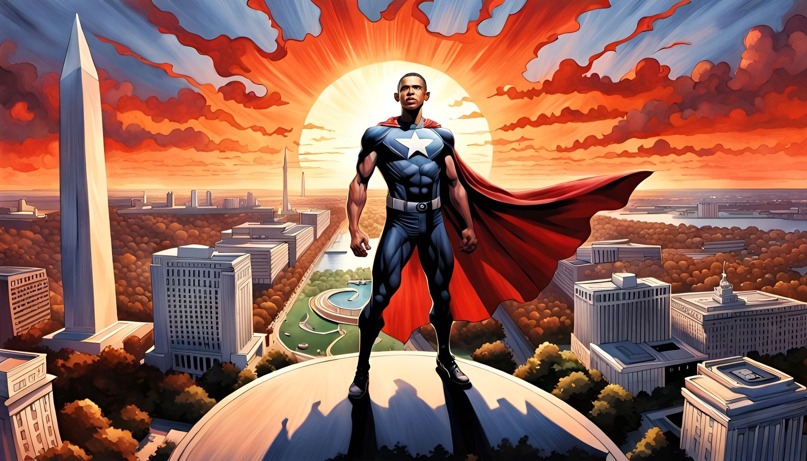 Barack Obama as Superhero in Comic Book Art