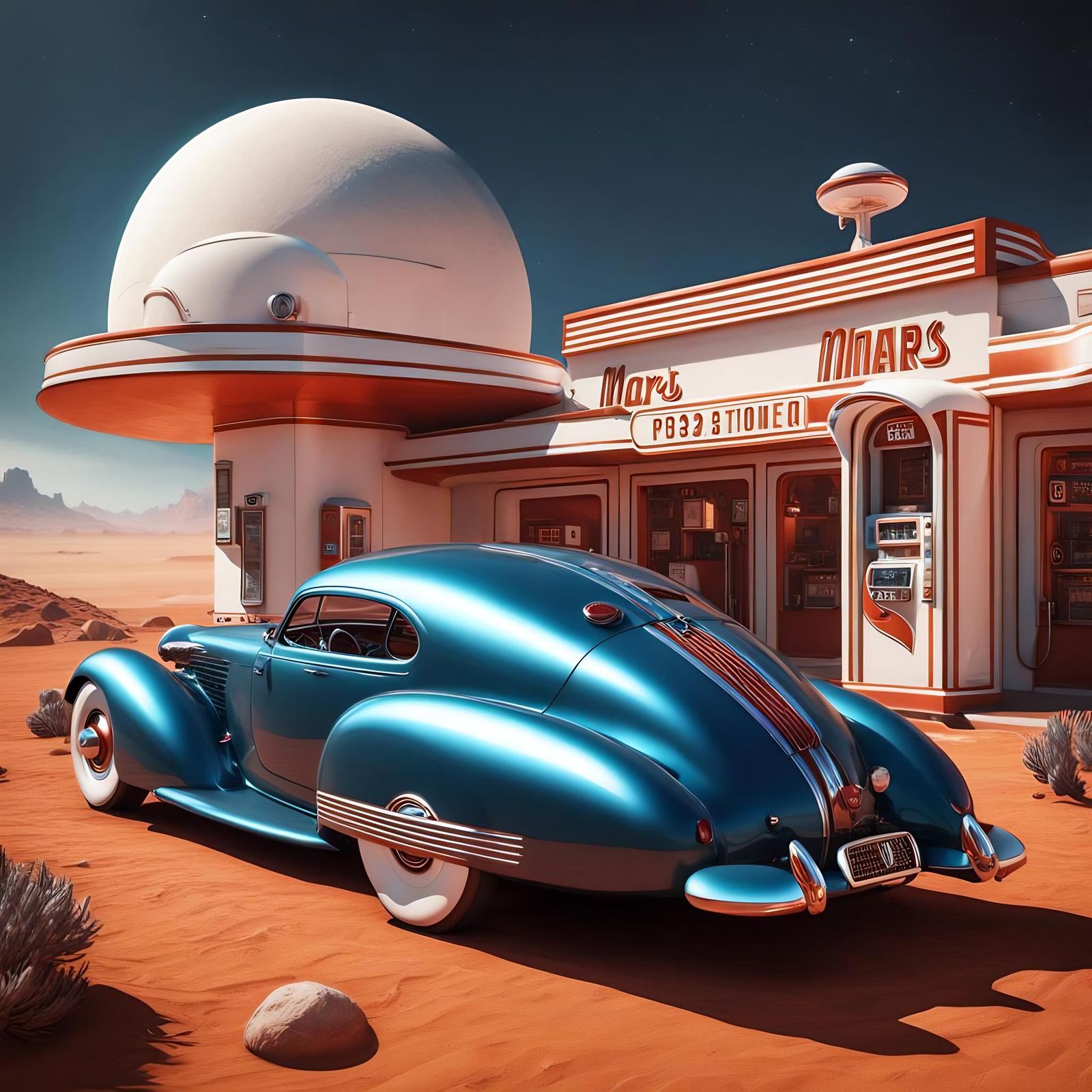 Art Deco Coupe on Mars: A Retro Fantasy