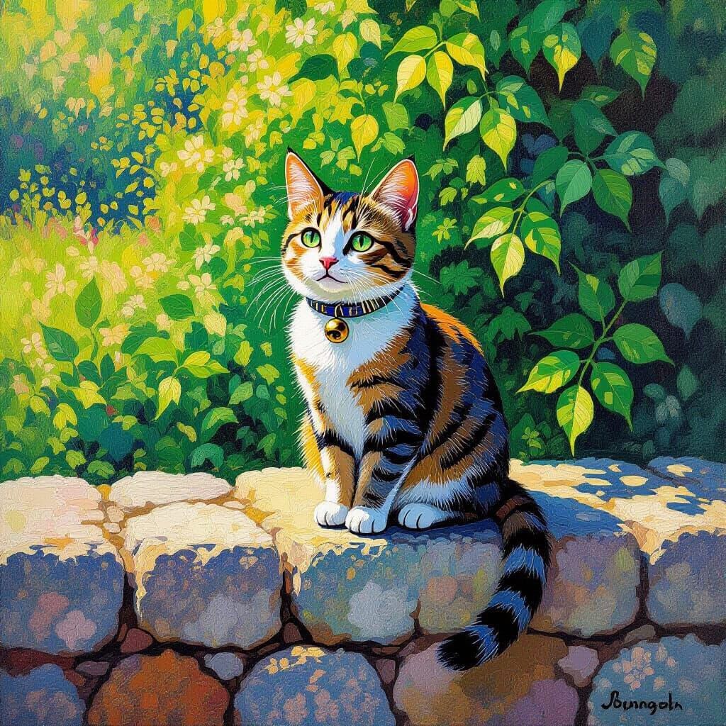 Small Cat in Pointillist Style of Seurat