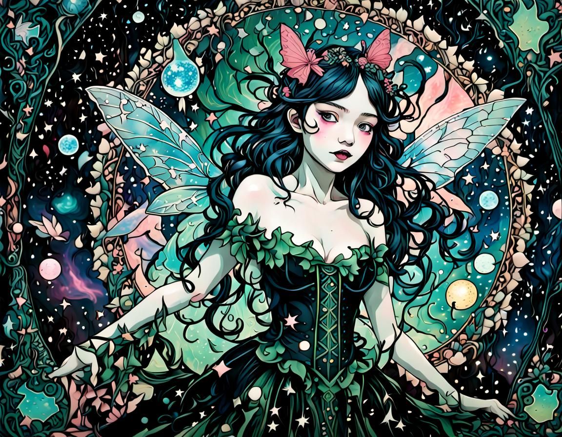 Fairies Singing to the Galaxy in Baroque Style