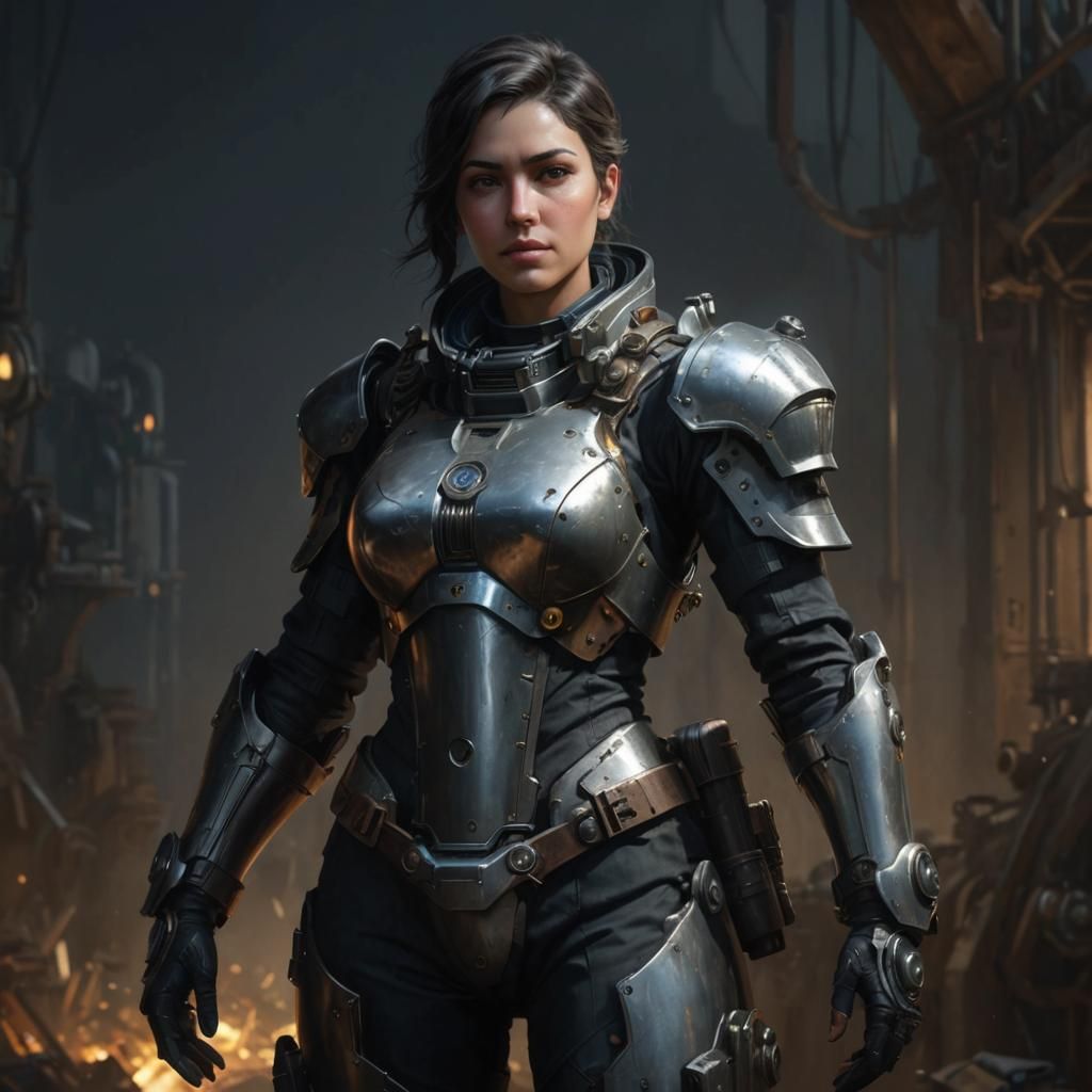 Isabel Cruz as The Mechanist in Silver Armor