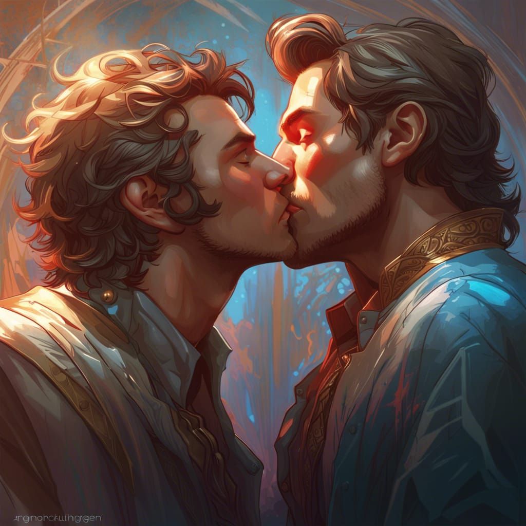 Passionate Kiss: Hyperdetailed Portrait in Triadic Colors