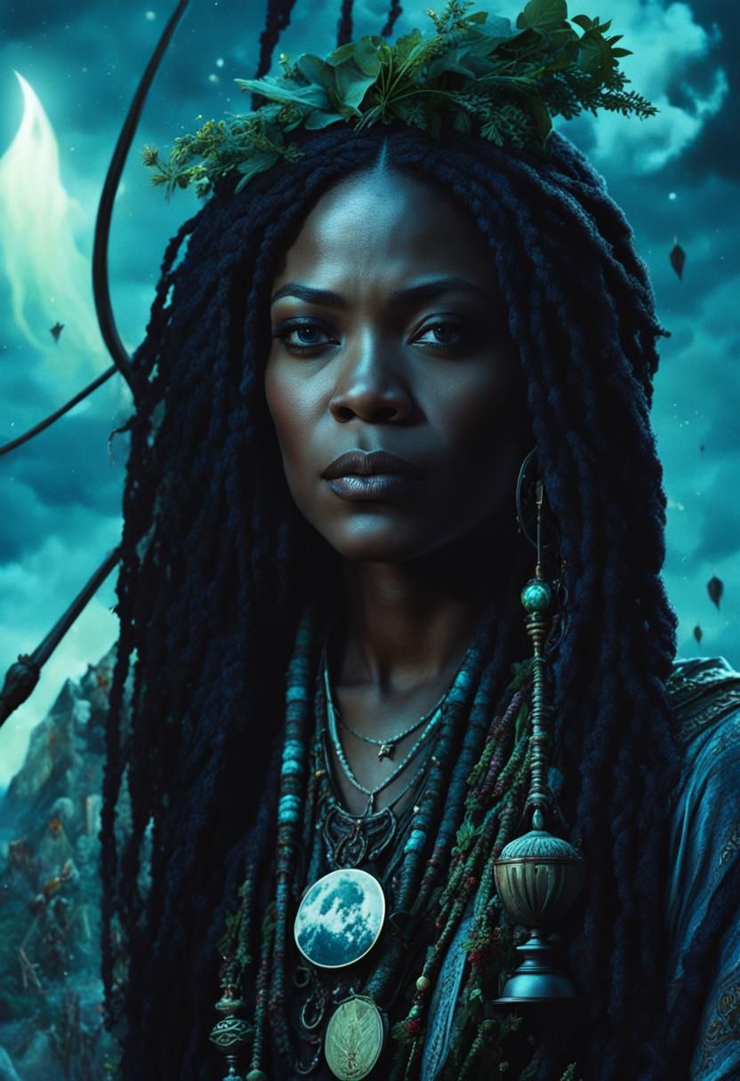 Voodoo Priestess Portrait in Detailed Matte Painting Style