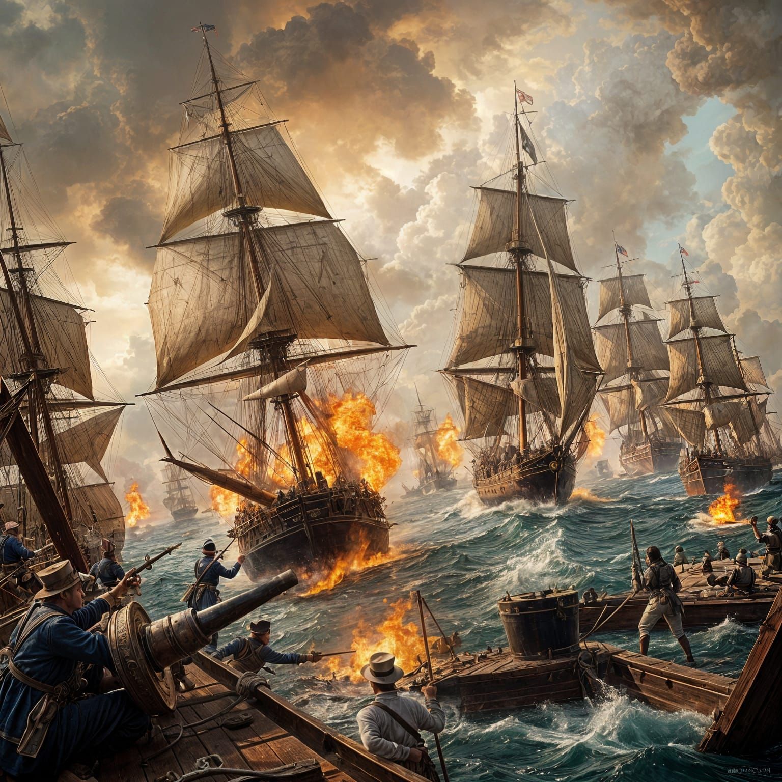 Sailors Engage in Epic Naval Battle Amidst Smoldering Sails ...