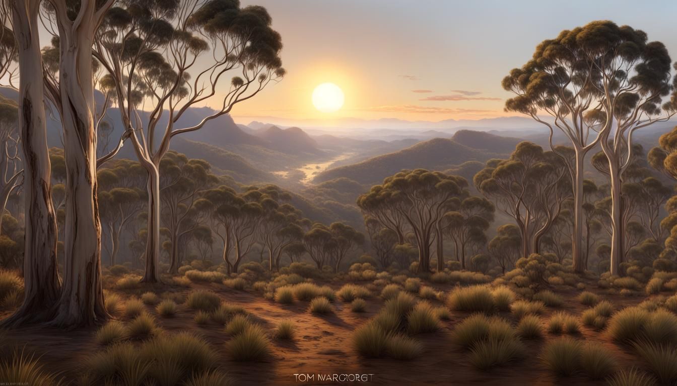 Surreal Australian Bushscape in Vibrant Colors