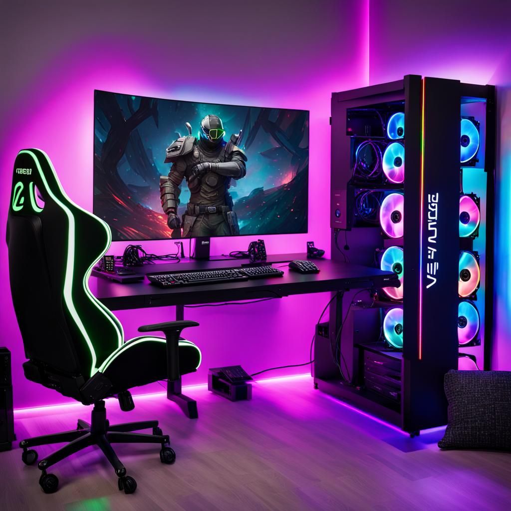 Ultimate PC Gaming Setup with RGB Lighting