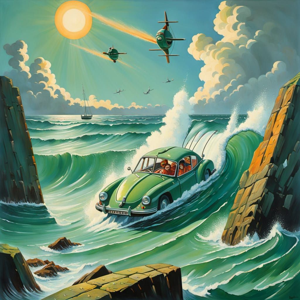 Surreal Cheerful Masterpiece with Deep Background