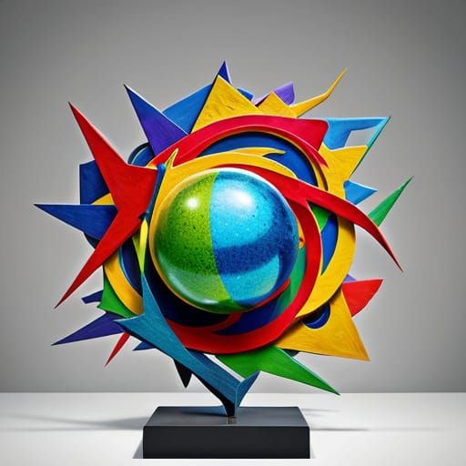 Vibrant Symbolic Sculpture in Abstract Form