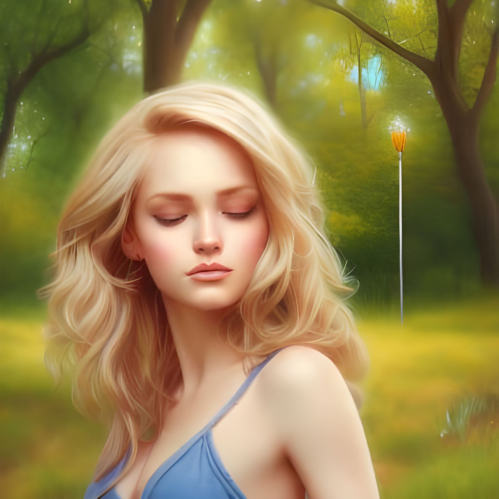 Gorgeous Blonde Woman Portrait in Hyperrealistic Digital Art