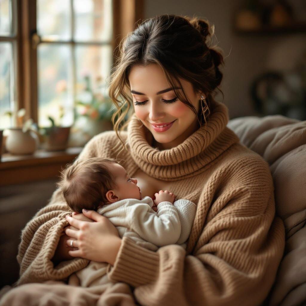 Mother and Baby: An Impressionistic Scene of Love