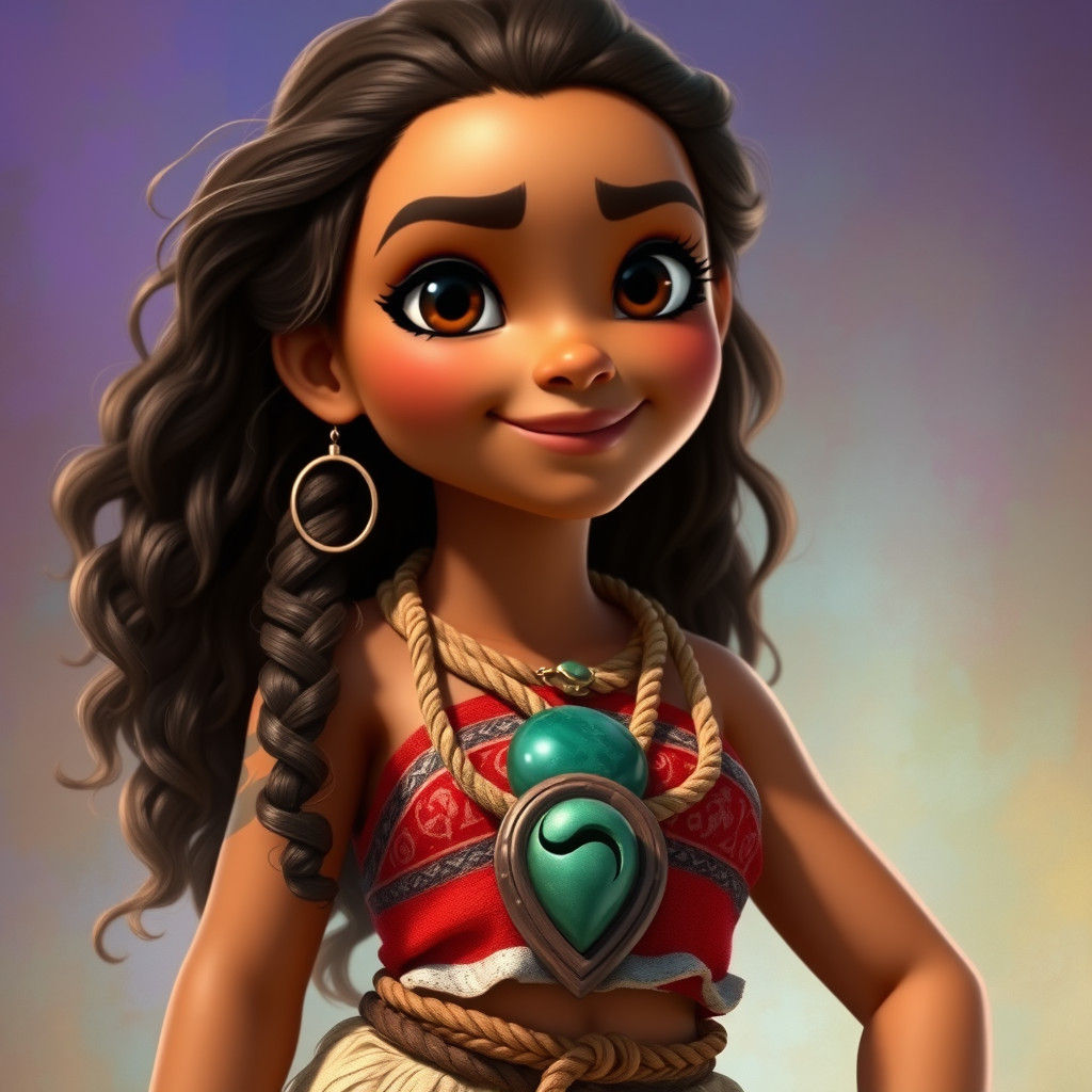 Polynesian Girl with Traditional Outfit: Hyperrealistic Spla...