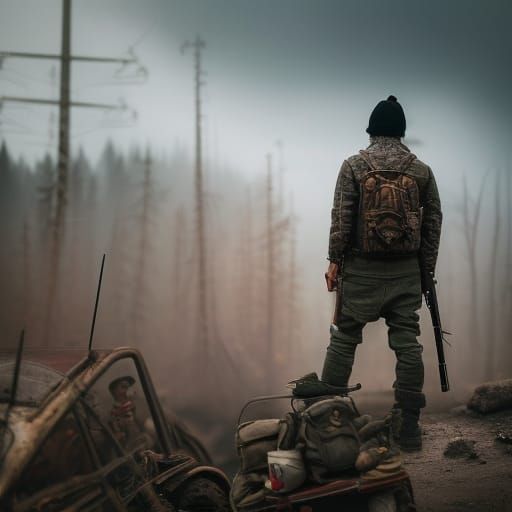 Detailed Pencil Sketch: DayZ Post-Apocalyptic Wanderer