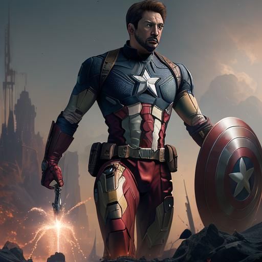 Captain America in Iron Man Armor