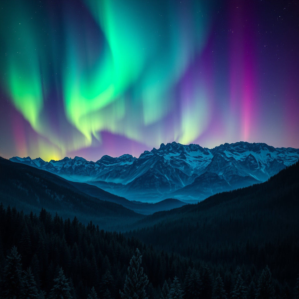 Breathtaking Northern Lights Over Majestic Mountains
