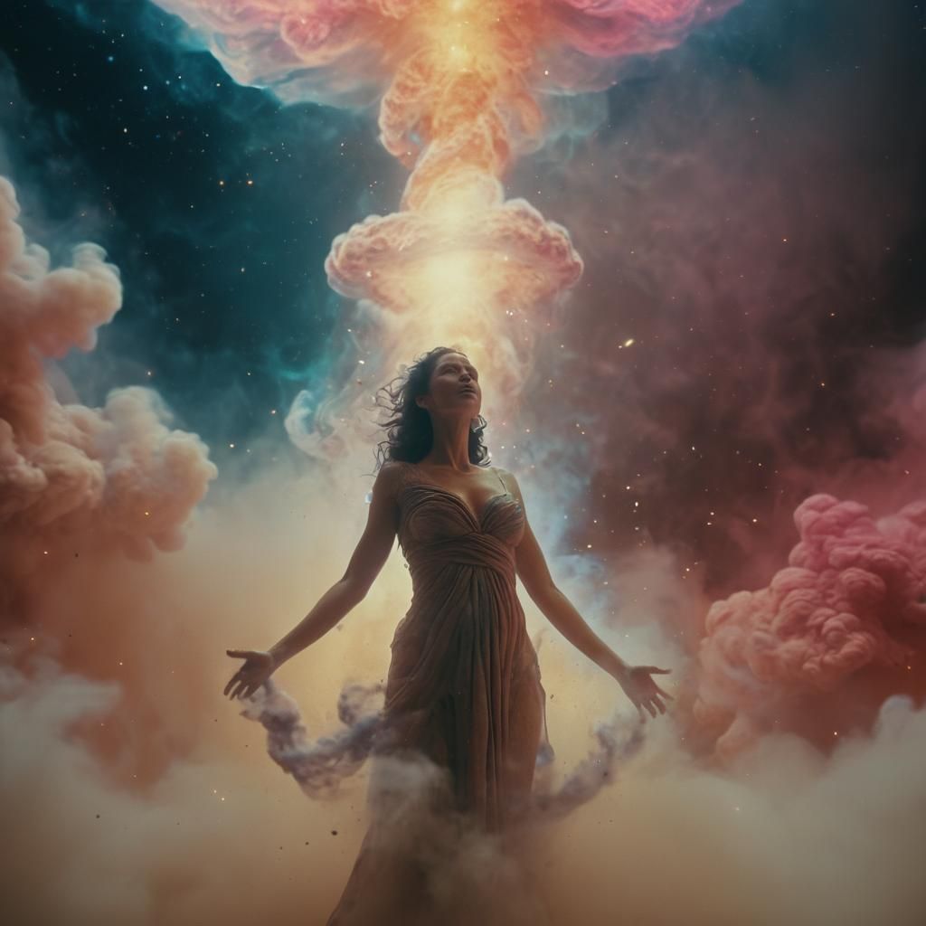 Space Goddess Birthing Universe: Cinematic Film Still