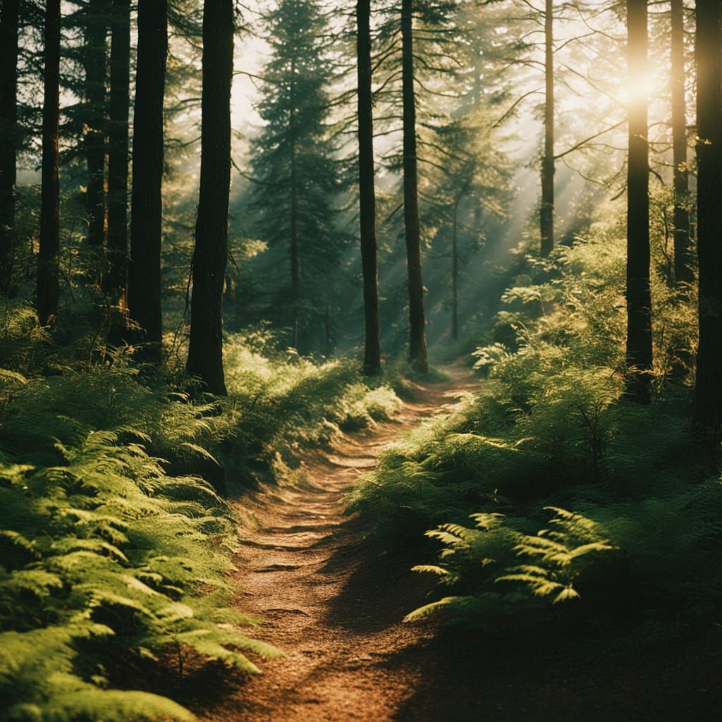 Sunny Forest Trail in Cinematic Style