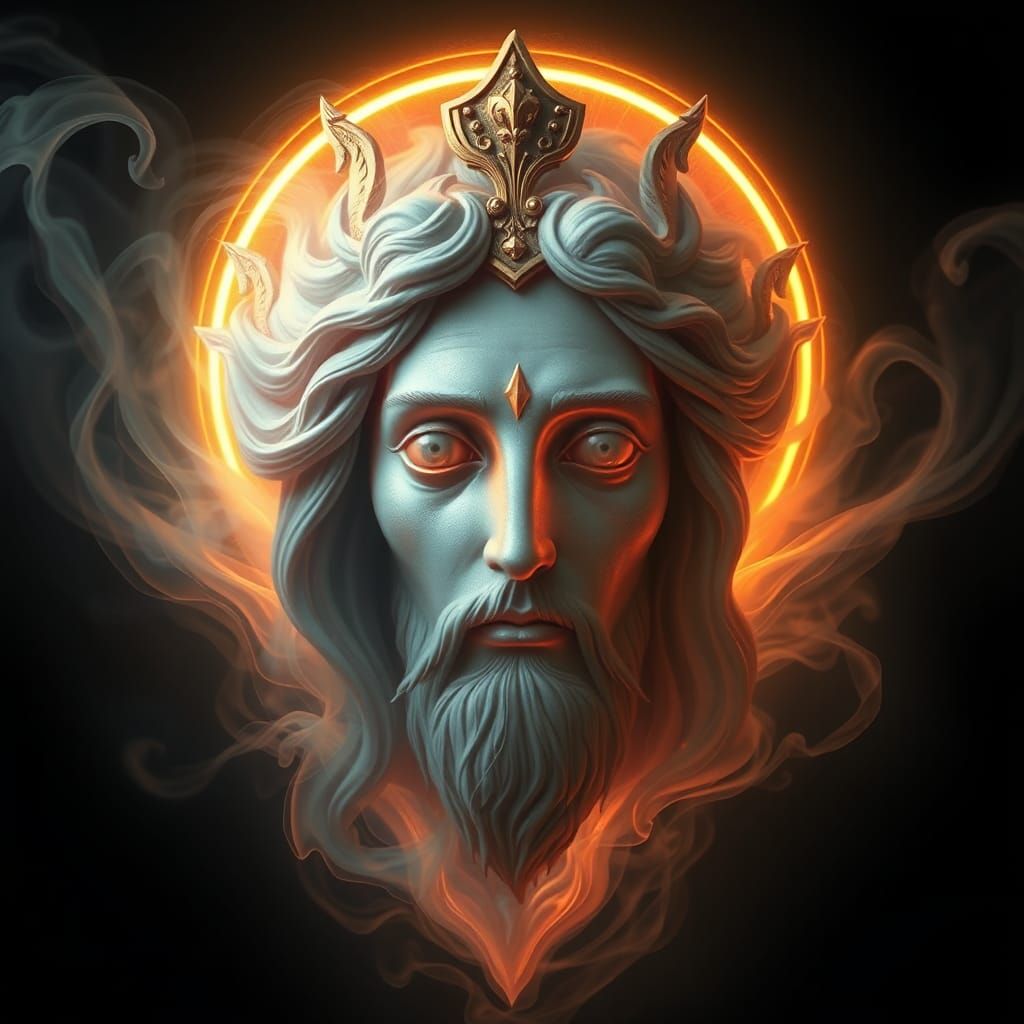 Ethereal Saint Face in Golden Light