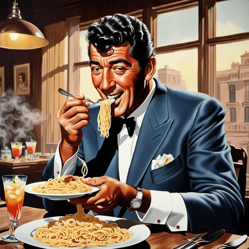 Dean Martin eating pasta fazool.
