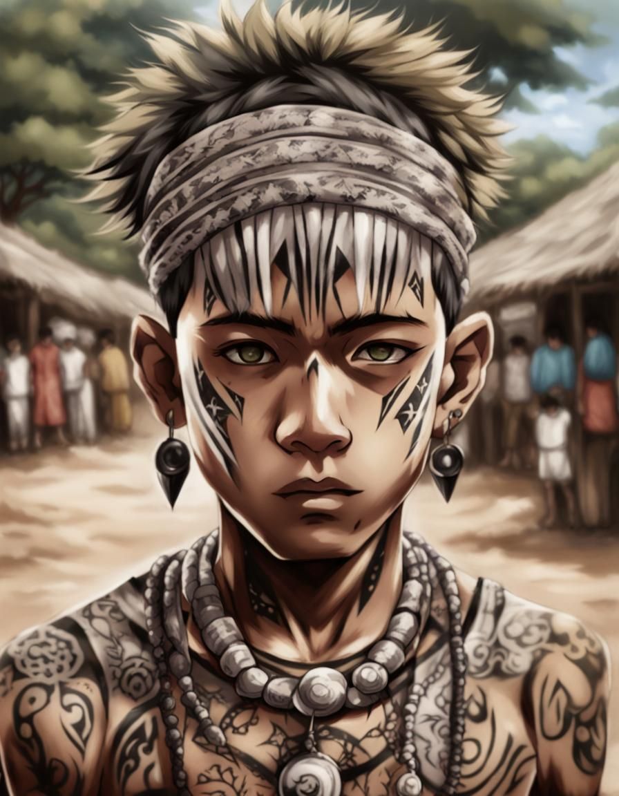 Tribal Boy in Hunter x Hunter Anime Style