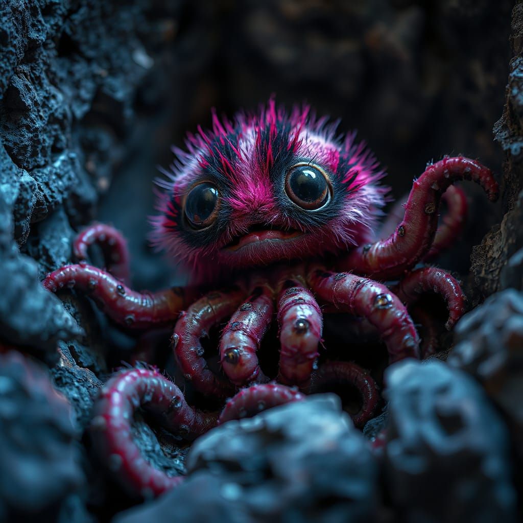 Neon Furry Creature with Tentacles in 32k